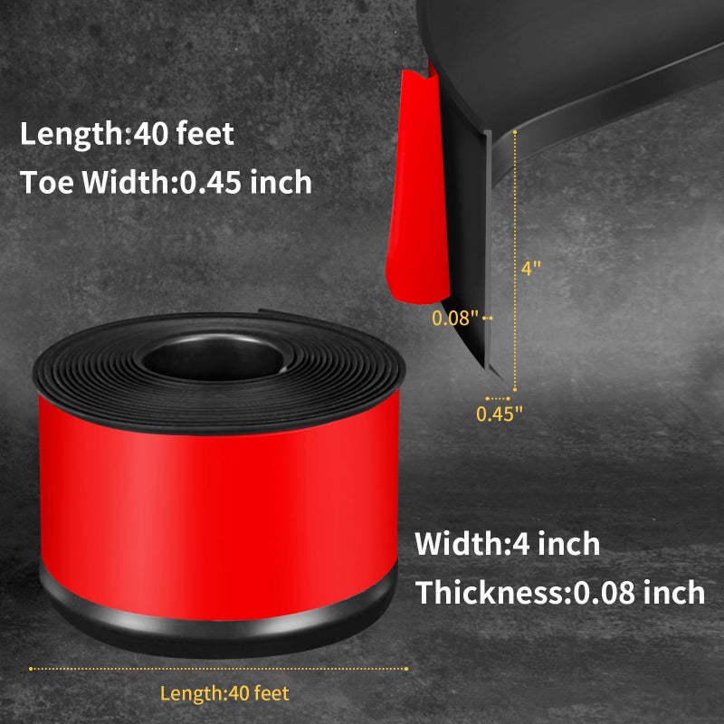 Heonay Flexible Baseboard Molding Trim  4 Inch Self-Adhesive Vinyl Wall Base  Peel and Stick Cove Base  Rubber Wall Base  Baseboard Moulding Trim (40Ft  Black) - Image 2